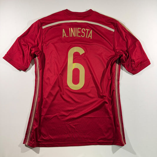 Spain 2014 home shirt #6 Andrés Iniesta (L)