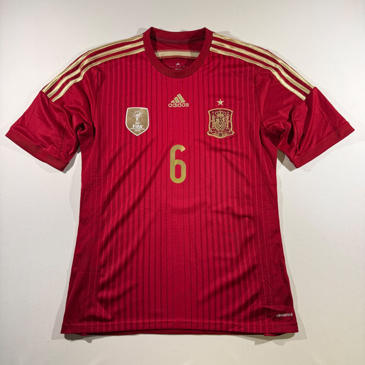 Spain 2014 home shirt #6 Andrés Iniesta (L)